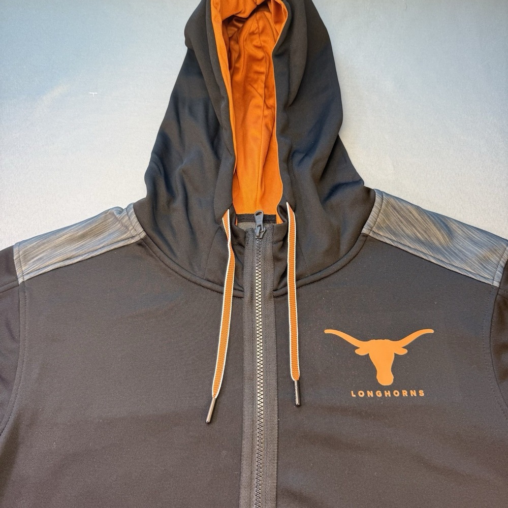 Men's Fanatics Black Texas Longhorns Full‎ Zip Hooded  Jacket W/ Pockets Sz L